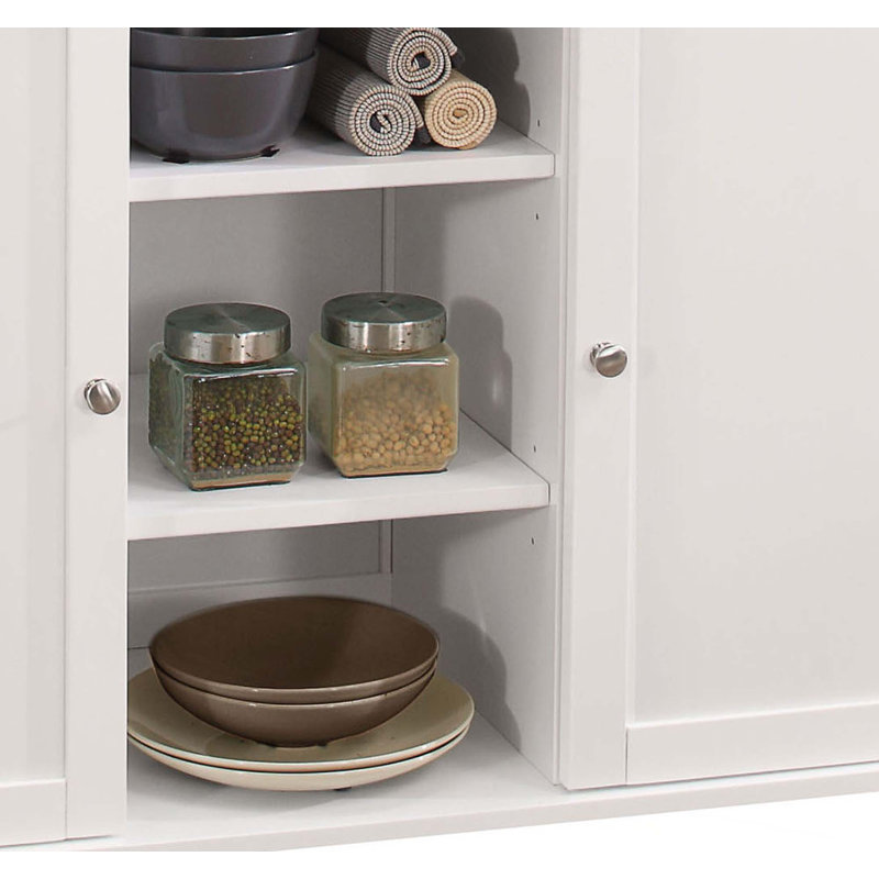 Dessus en bois naturel et chariot de cuisine à finition blanche avec tablette ouverte