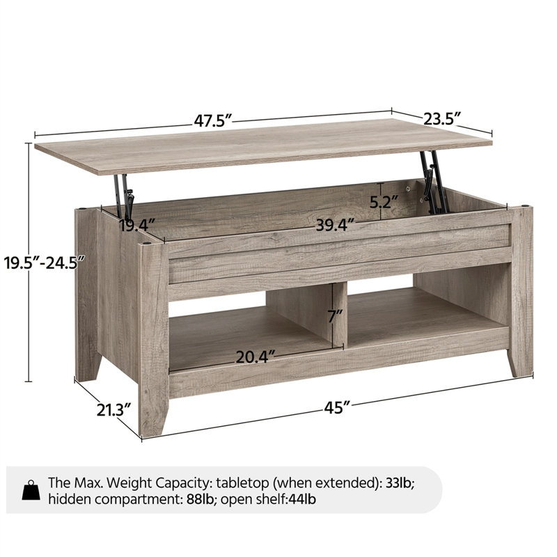 Aspa Single Coffee Table, Espresso, 19" H x 47.5" L x 23.5" W