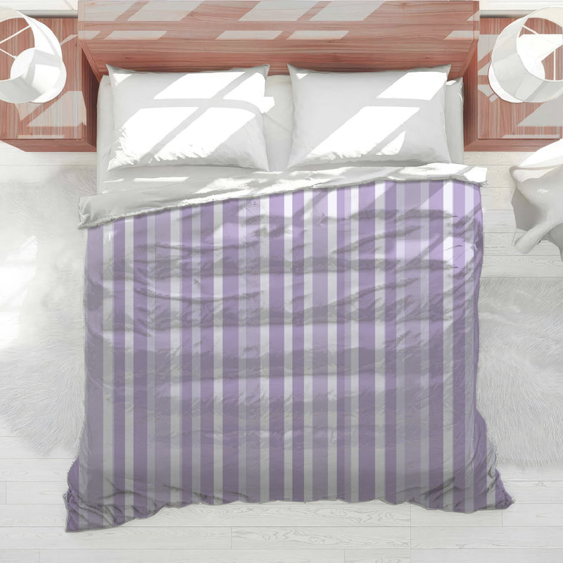 Stripes Bedding Pattern Comforter Modern, Queen Comforter, Light Purple Striped