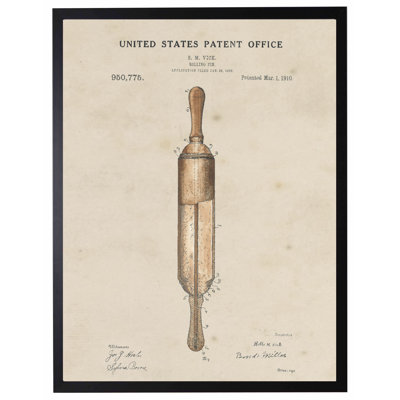 Rolling Pin Patent in Black Frame