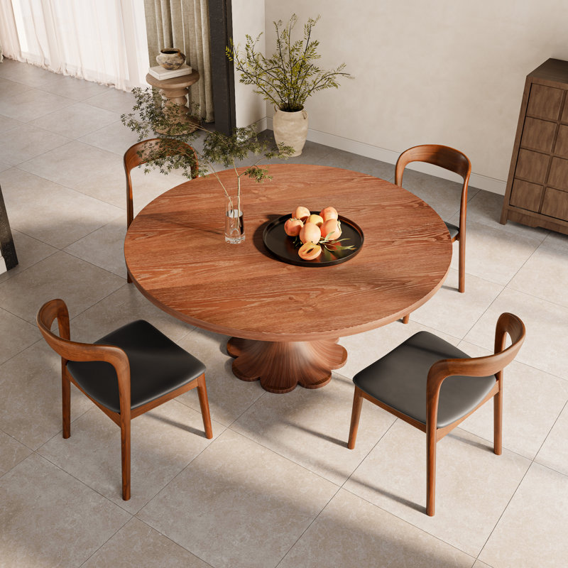 Ensemble de table de cuisine / salle à manger à motif floral en bois massif (1 table, 4 chaises / 6 chaises) Une pièce maîtresse florissante pour votre maison
