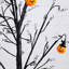 4 pi. Arbre d'ornement artificiel pré-éclairé avec citrouilles et crânes d'Halloween avec 64 lumières DEL blanc chaud