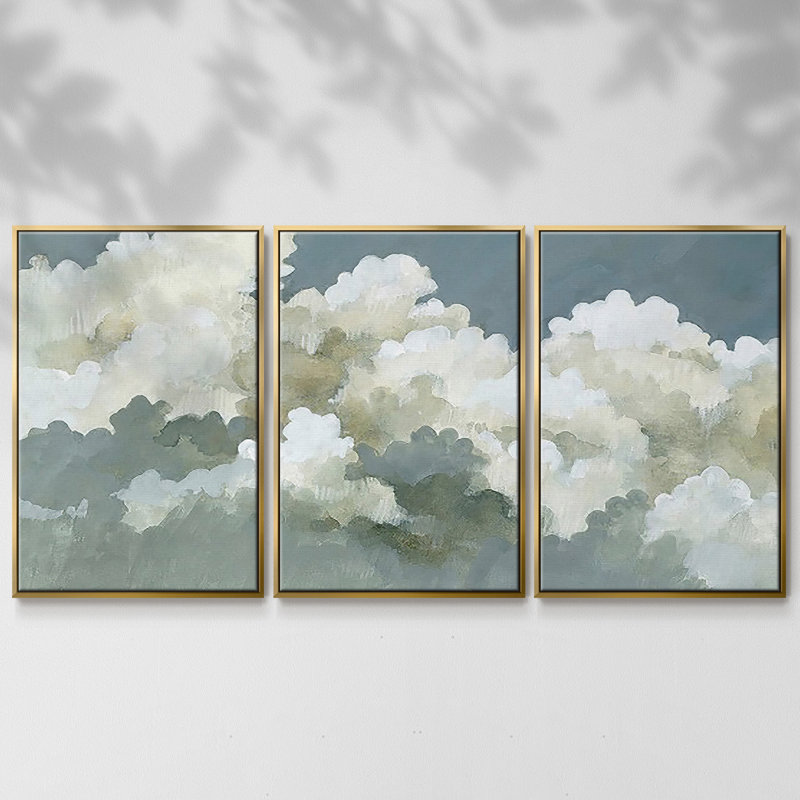 Big Clouds III 3 pièces, H 40 po x l 78 po x P 2 po, Or