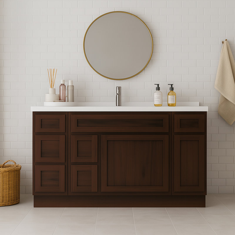 60'' Single Bathroom Vanity Base Only, Brown