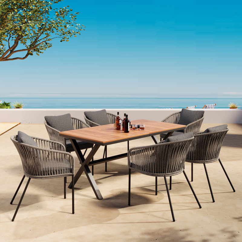 Ensemble repas de patio 7 pièces GO, Gris