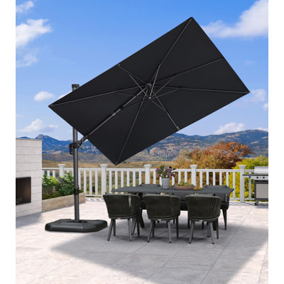 Parasol carré en porte-à-faux gris 6 "x 10" avec base en tôle d'acier