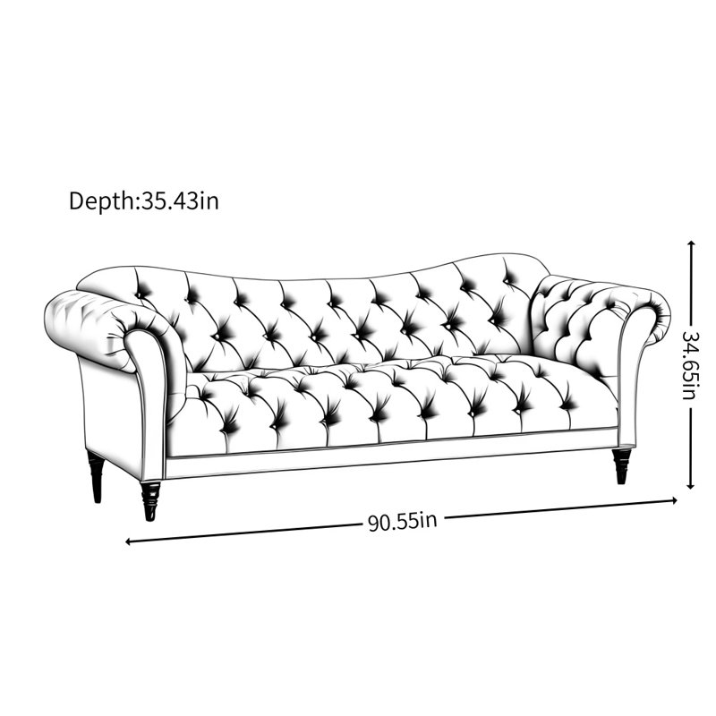 American Country Solid Wood Beige Sofa