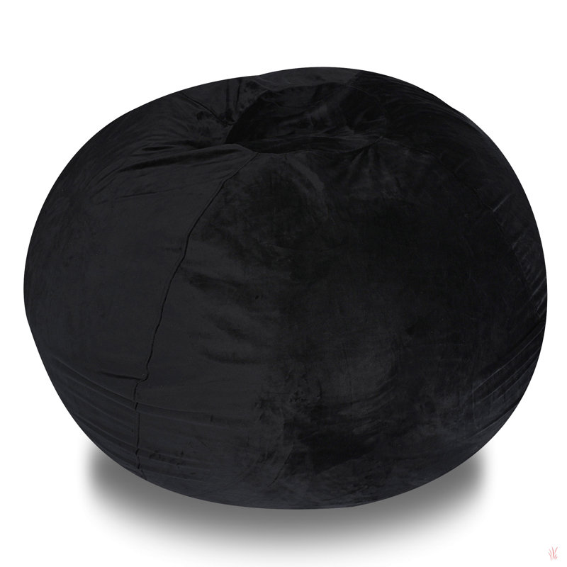 Fauteuil poire Minky, Velours noir, H 30 po x l 45 po x P 45 po