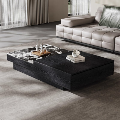 Italian Luxe Marble and Wood Coffee Table