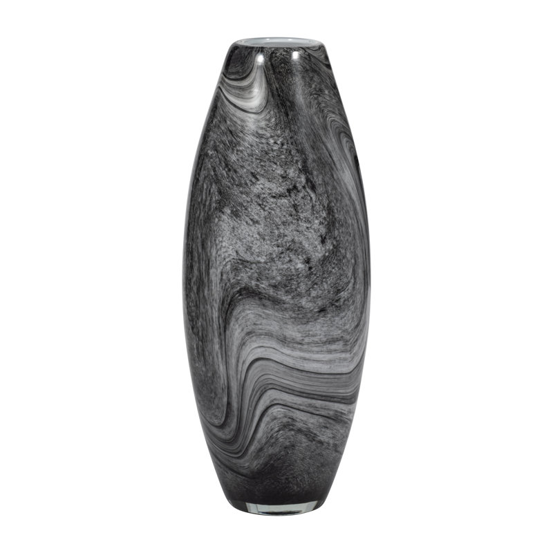 Katrina Grey Swirl Glass Vase, 15.5" H x 6" W x 6" D
