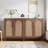 59" Rattan Wood Sideboard Buffet Cabinet (Set Of 2)