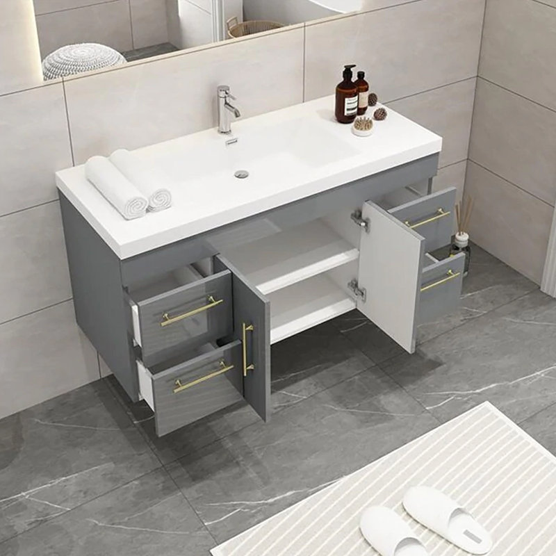 Ensemble de meuble-lavabo simple mural 47 "47", Gris brillant