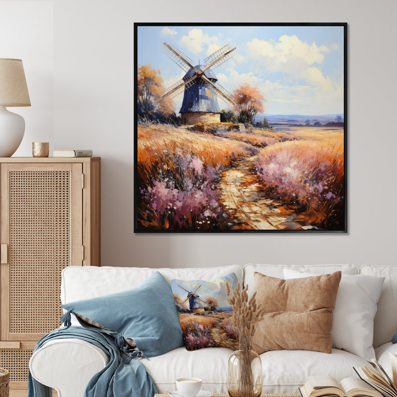 " Mill Wind Gentle Breeze II ", Black Floater Framed, 16" H x 16" W x 1" D