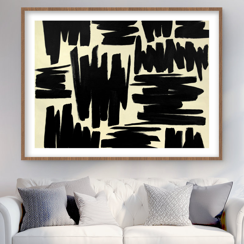 Deconstructed Stripes - Black Shapes Framed Matted Print