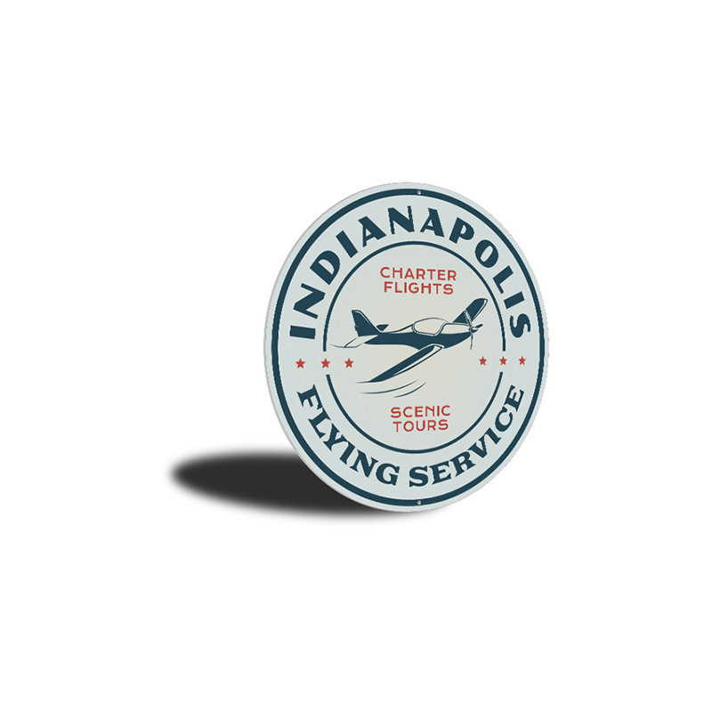 Enseigne en aluminium Indianapolis Flying Service, H 18 po x l 18 po x P 0,06 po