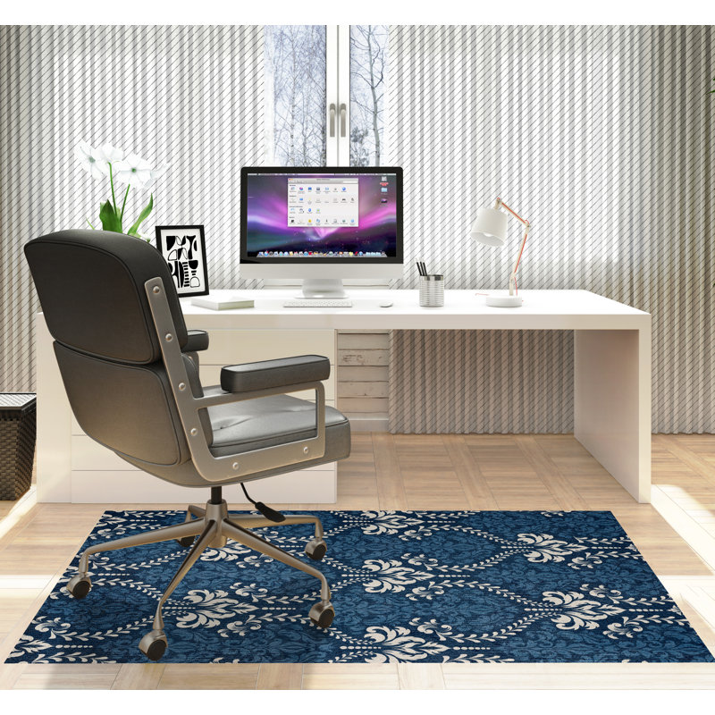 Tapis de chaise rectangulaire Novelle, L 48 po x L 72 po, Gris acier