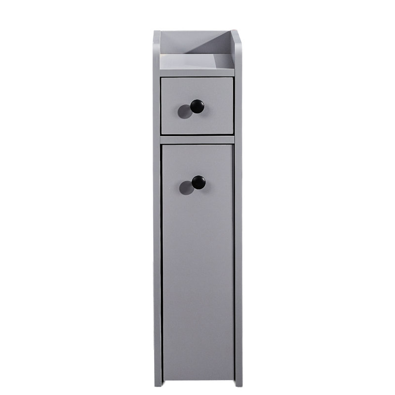 Gray Bathroom Cabinet, 2 Drawers, With Casters