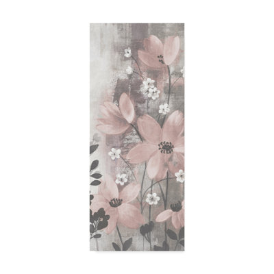 Wrapped Canvas Wall Art - Silvia Vassileva 'Floral Symphony Blush Gray Crop I' Wall Art for Living Room, Bedroom, or Office Décor - 20x47