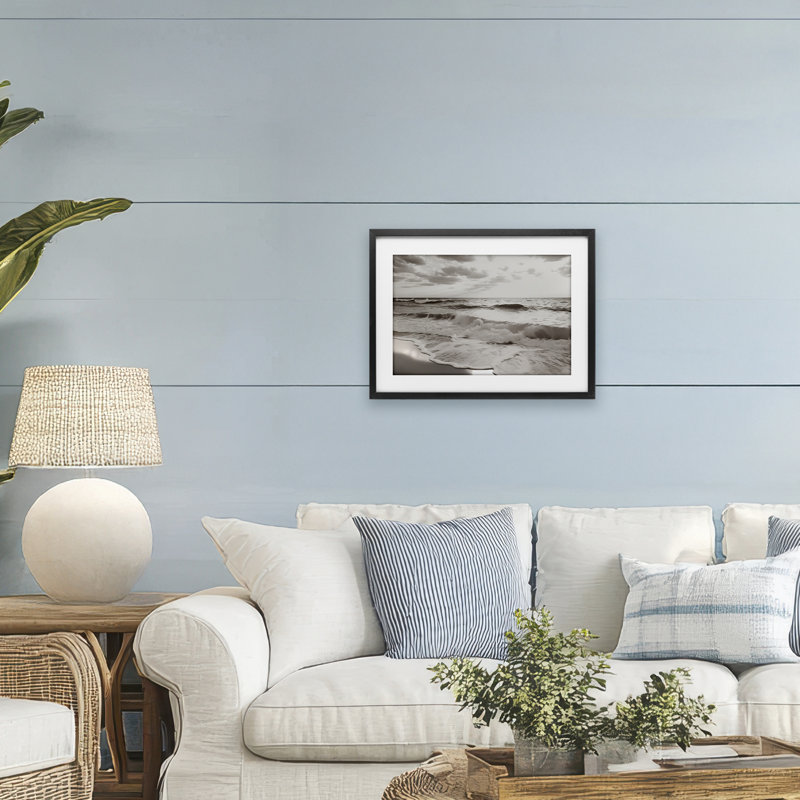 Beach View Reverie, reproduction sous verre encadrée, design par Decent Exposures, H 14 po x l 20 po, Cadre noir minuit