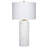 Mena 28 Inch Table Lamp, Round Drum Shade, Grid Pattern White Base