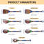 Heat-Resistant Wooden Utensils, Kitchen Utensils Blue for Cooking 7 Piece