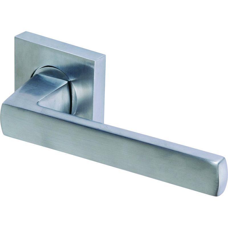 Heritage Brass Sorrento Door Handle Lever Latch on Round Rose Axis Design, Satin Chrome