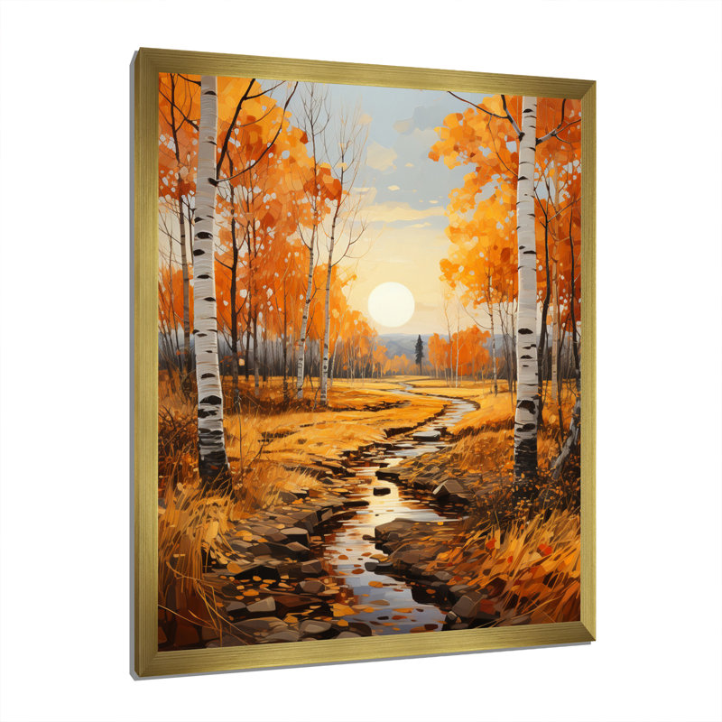 Sonate d'automne VI Arrabury Birch Woods, H 44 po x l 34 po x P 1,5 po, Encadrement doré
