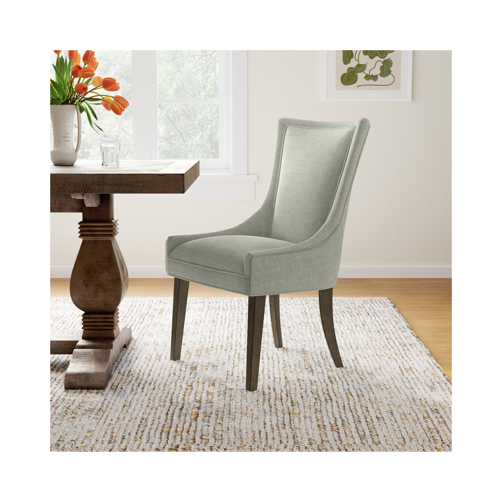 Ultra Velvet Dining Upholstered Side Chair, Light Green