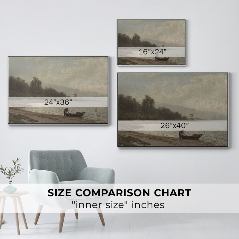 Paysage rétro - DCCCLxxxix, Toile encadrée flottée blanche, H 27 po x l 41 po x P 2 po