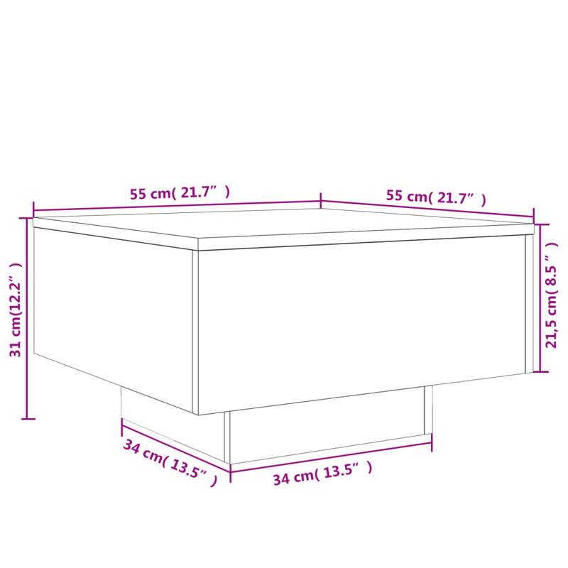 Bronda Four Leg Coffee Table, White, 31cm H x 55cm W x 55cm D