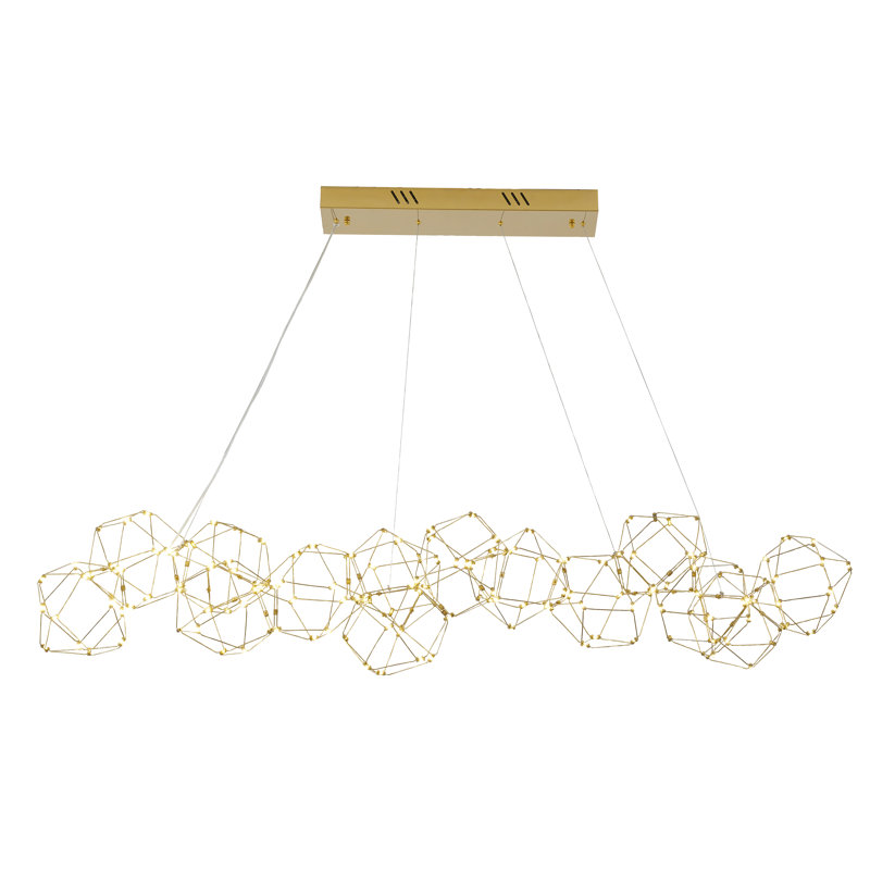 Lustre à DEL en acier inoxydable, H 14 po x l 66 po x P 22 po