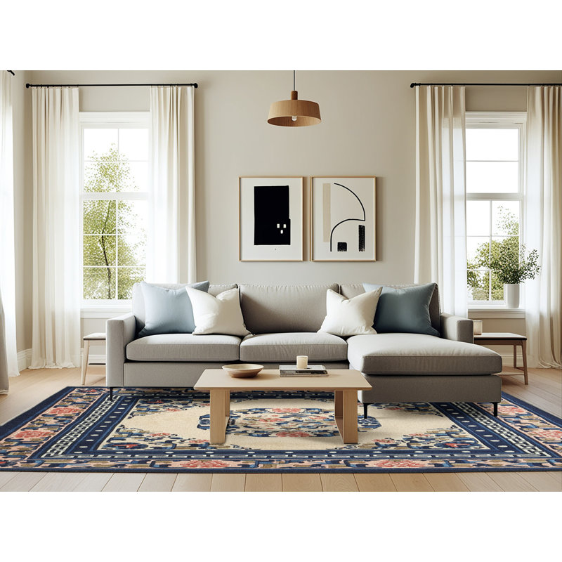 Tapis oriental bleu, Rectangle 6 pi x 9 pi