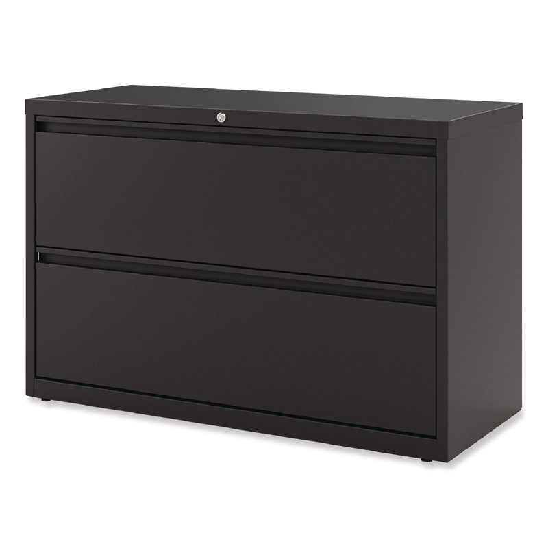 Black Steel 2-Drawer Lockable Lateral File Cabinet