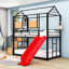 Lit superposé simple en métal avec glissière et escalier de rangement intégré-670855330