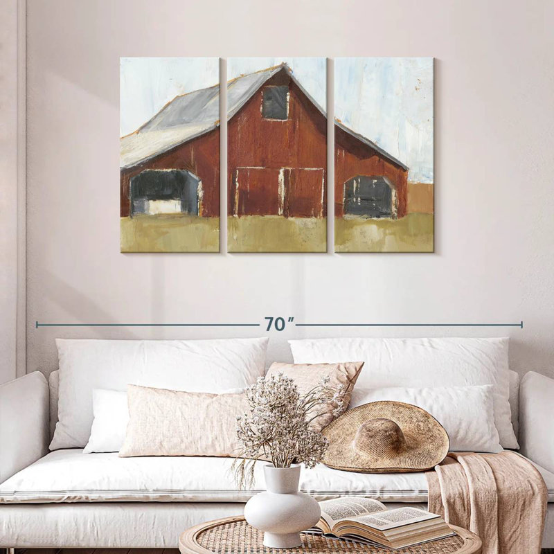 Lilie Rustic Red Barn I, 28" H x 45" W