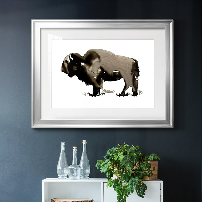 Bison II monochrome, impression sur papier, Argent, H 15 po x l 21 po x P 1,5 po