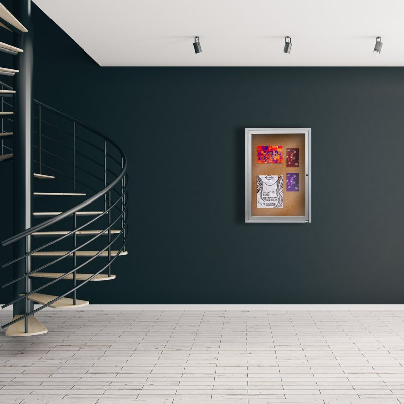 Tableau d'affichage mural fermé, H 36 po x l 24 po, Argent