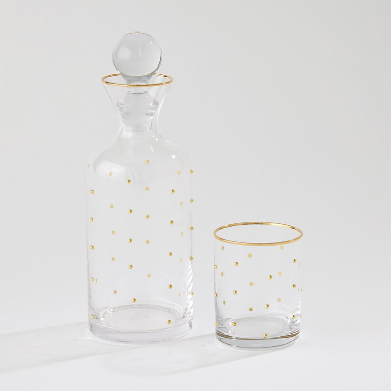 Celebration Decanter-Clear W/Gold Dots