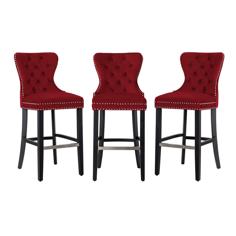 Tabouret de bar et de comptoir Kirsten, Rouge, Tabouret de bar (siège d'une hauteur de 29 po), Noir