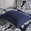 Literie pour grand lit Indigo - 7 pièces avec motif d'édredon en coton