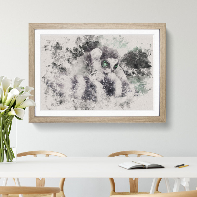Ring-Tailed Lemur - Picture Frame Painting Print, 45cm H x 63cm W x 2cm D, Oak Framed