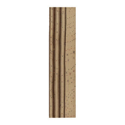 1950S Vintage Turkish Kilim Rug In Beige & Brown Stripes, Geometric Patterns