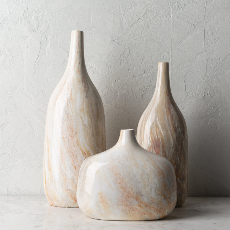 Vase de table en céramique Ayriauna, Blanc / Orange