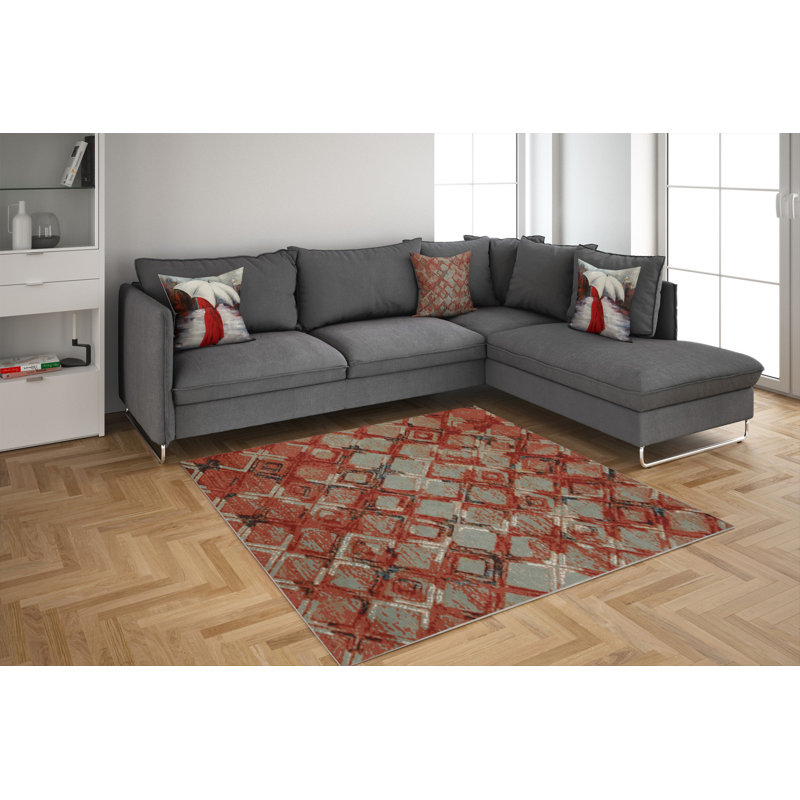 Tapis tissé de qualité supérieure, 5,2 x 7,5 pi, 100% polyester, antibactérien, antidérapant, hauteur des poils de 0,3 po | Lavable à la machine, impression numérique 3D | Parfait pour le salon, la chambre à coucher et le bureau