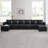 Rudine 6 Seater Convertible Modular Sectional Air Leather Sofa With 2 Ottoman for Living Room-95668622