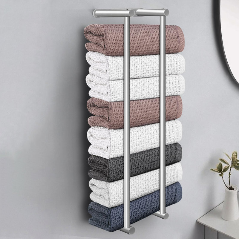 Tishkevich 2 Wall Mounted Required Towel Rack, Silver