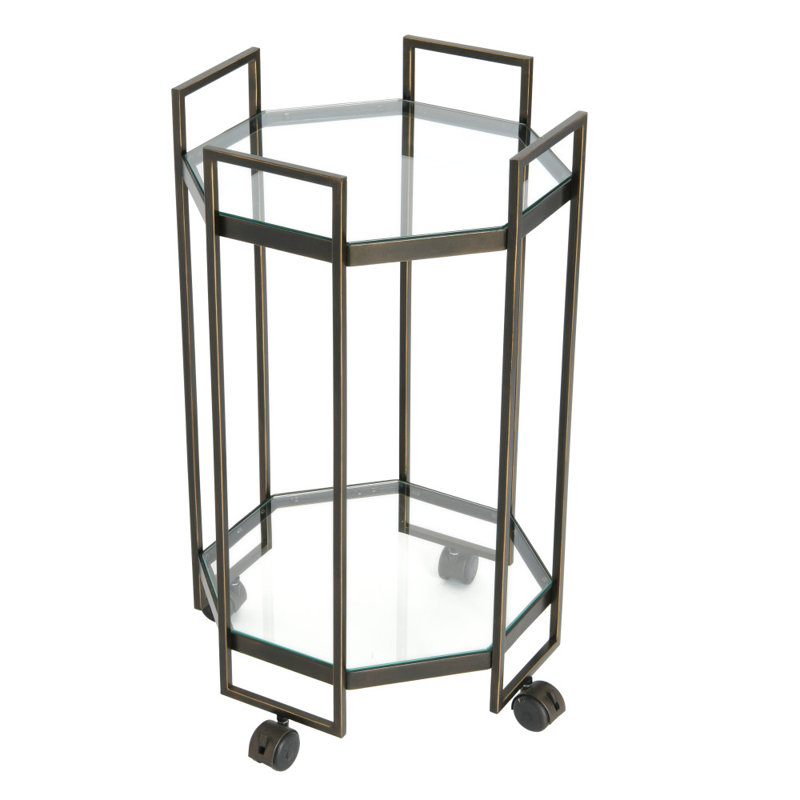 Octagon 2-Tier Metal Bar Cart