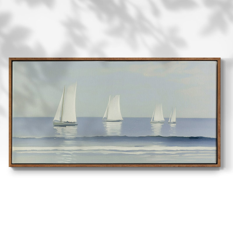 Nautical Series-LXVI- Toile tendue avec châssis tendue - Prêt à accrocher, H 25 po x l 49 po, Noyer