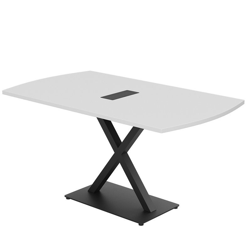 Table de conférence Pavert Arc Unité électrique, Noir mat, Blanc classique, H 30 po x l 60 po x P 36 po