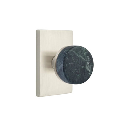 Mortaise intérieure Select Select avec rosette rectangulaire moderne et tige conique, bouton en marbre vert (LH)